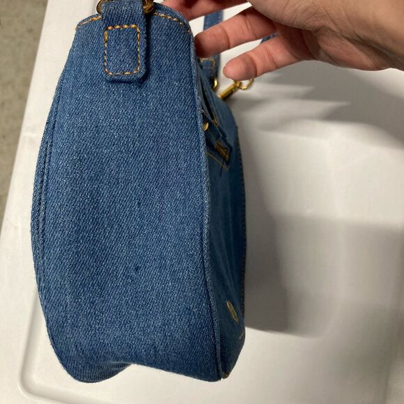 House of Harlow 1960 Denim Crossbody Purse Bag Adjustable Strap Chain Buckle - Picture 10 of 10